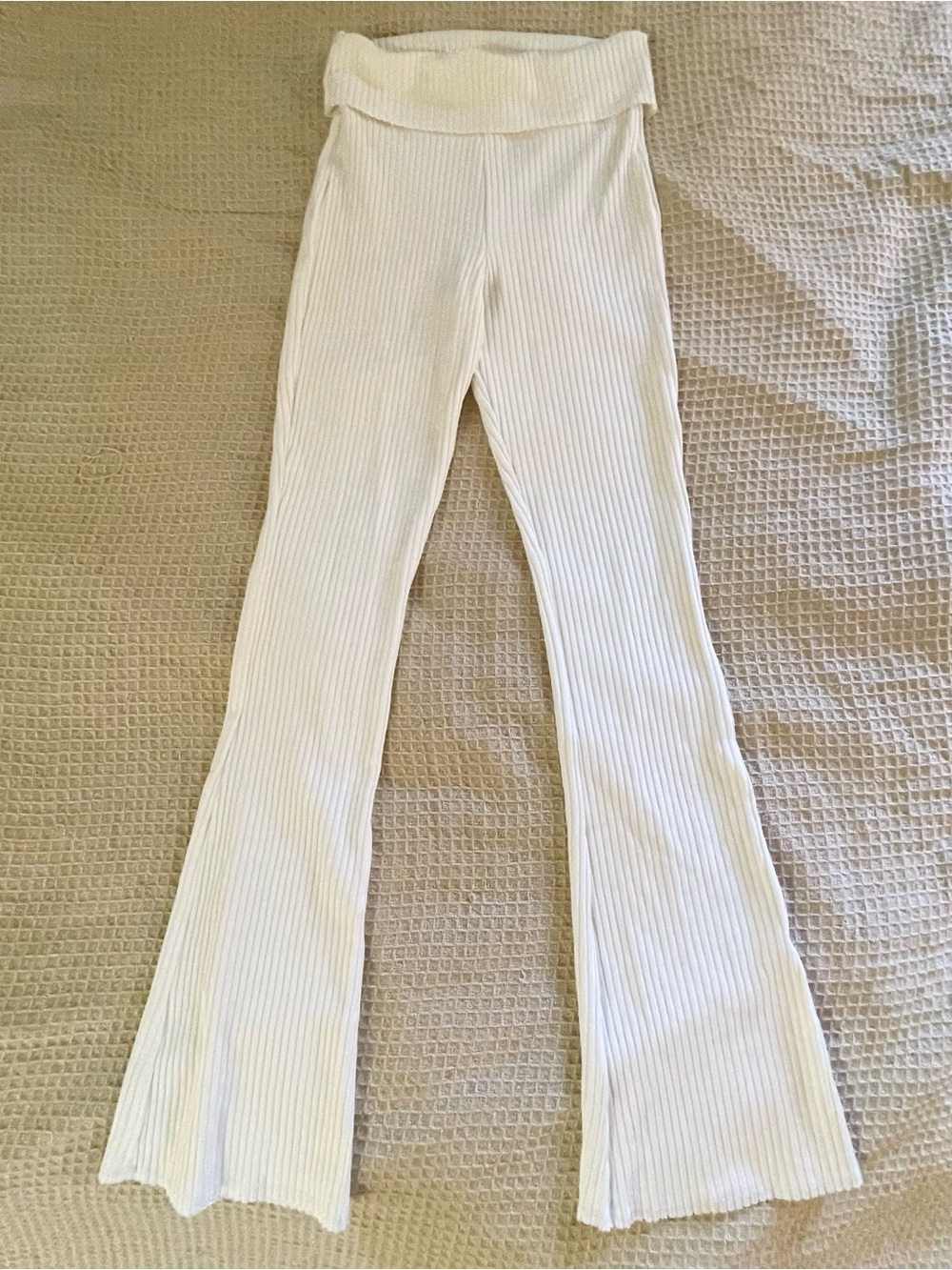 Cute Target Wild fable fold over ribbed white flared pants